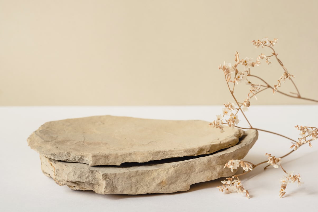 Rock Podium and Dried Flowers for Product Photography 